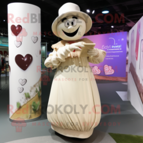 Cream Love Letter mascot costume character dressed with a Maxi Dress and Hats