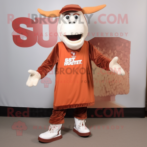 Rust Beef Stroganoff mascot costume character dressed with a A-Line Dress and Foot pads