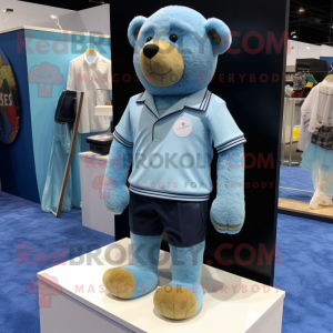 Sky Blue Teddy Bear maskot...