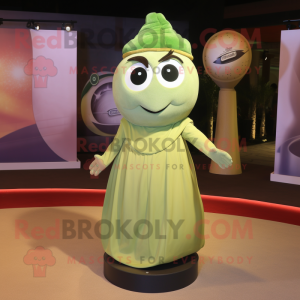 Olive Ice mascot costume character dressed with a Sheath Dress and Rings