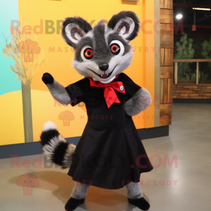 Sort Civet maskot kostume...