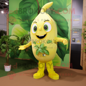 Lemon Yellow Beanstalk mascot costume character dressed with a Oxford Shirt and Keychains