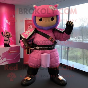 Rosa Samurai maskot kostym...