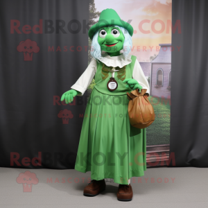 nan Green Beer mascot costume character dressed with a Dress Pants and Tote bags