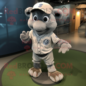 Gray Baseball Glove mascot costume character dressed with a Joggers and Anklets