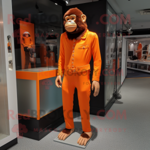 Orange Chimpanzee mascot costume character dressed with a Suit Pants and Anklets