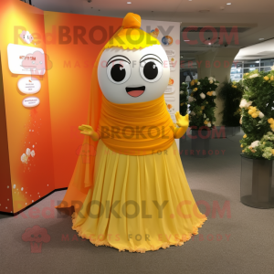 Geeloranje mascotte kostuum...