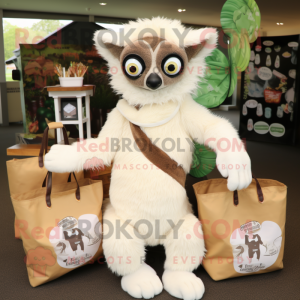 Cream Lemur maskot kostym...