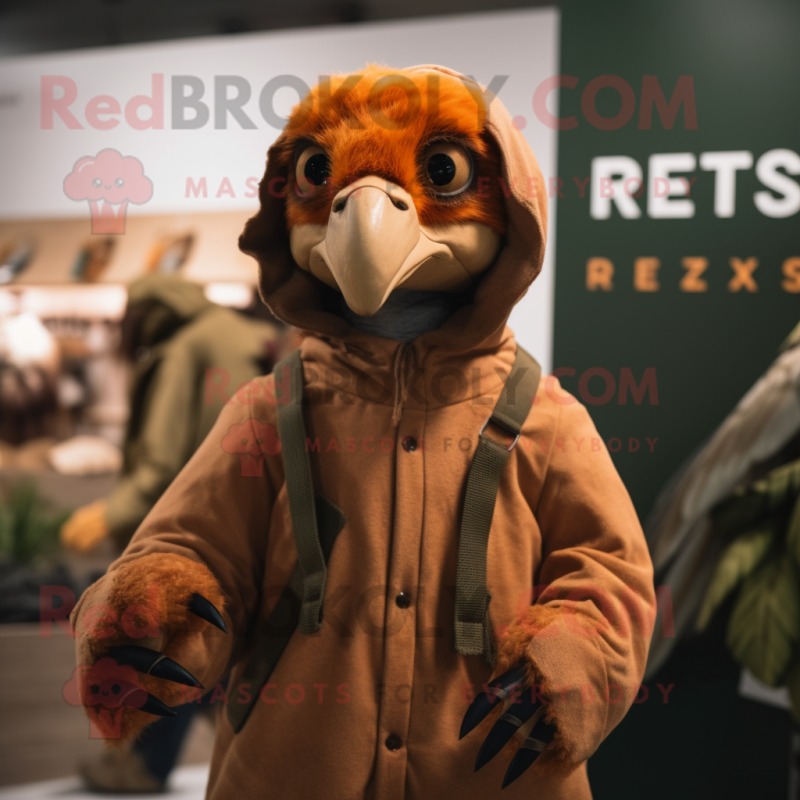 Rust Archeopteryx mascot costume character dressed with a Parka and Bracelets