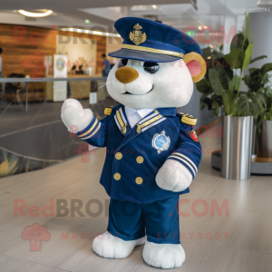 Navy Ice mascot costume character dressed with a Waistcoat and Coin purses