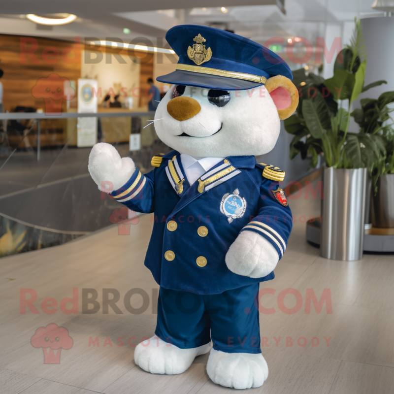 Navy Ice mascot costume character dressed with a Waistcoat and Coin purses