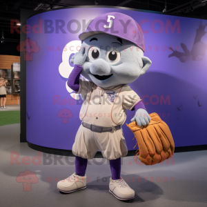 Lavender Baseball Glove mascot costume character dressed with a Culottes and Backpacks