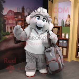 Gray Golf Bag mascot costume character dressed with a Blouse and Wallets