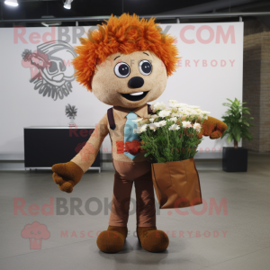 Rust Bouquet Of Flowers mascot costume character dressed with a Button-Up Shirt and Briefcases