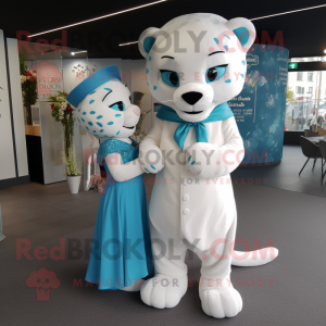 Cyan Jaguar maskot kostym...