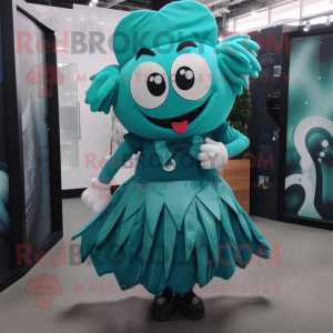 Teal Heart maskot drakt...