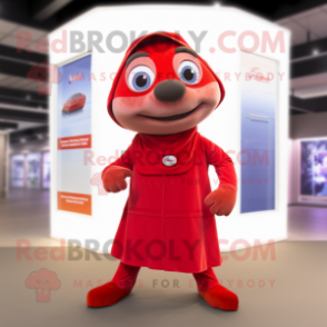 Red Moussaka mascot costume character dressed with a Playsuit and Wraps