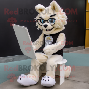 Cream Lynx maskot kostume...