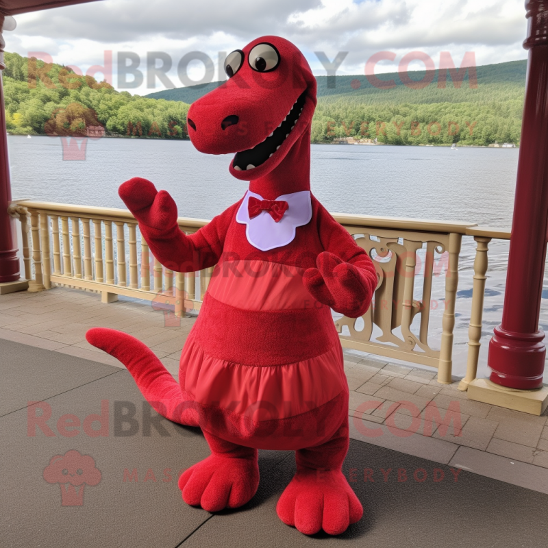 Red Loch Ness Monster mascot costume character dressed with a A-Line ...