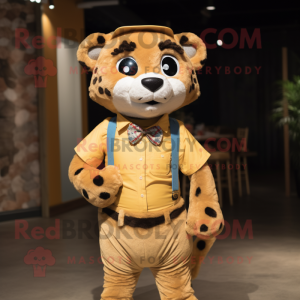 nan Cheetah mascot costume character dressed with a Oxford Shirt and Cummerbunds