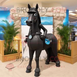 Black Mare mascot costume character dressed with a Bikini and Belts