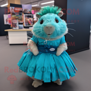 Teal cavia mascotte kostuum...