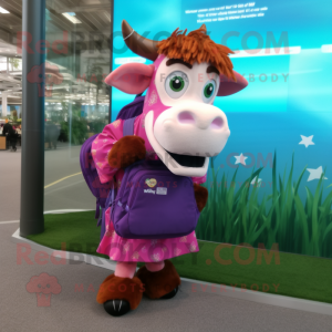 Magenta Guernsey Cow maskot...