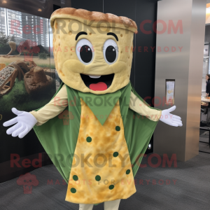 Olive Grilled Cheese Sandwich mascot costume character dressed with a Wrap Dress and Belts