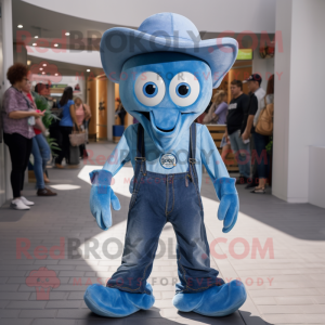 Personaje de disfraz de mascota de calamar verde lima vestido con