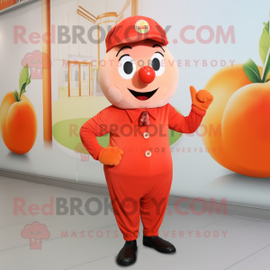 Röd aprikos maskot kostym...