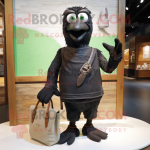 Olive Crow mascot costume character dressed with a Henley Tee and Handbags