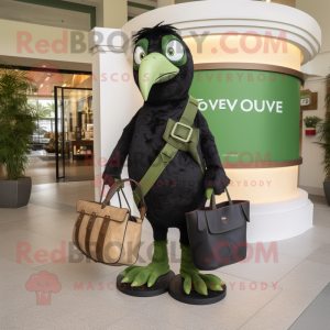 Olive Crow mascot costume character dressed with a Henley Tee and Handbags