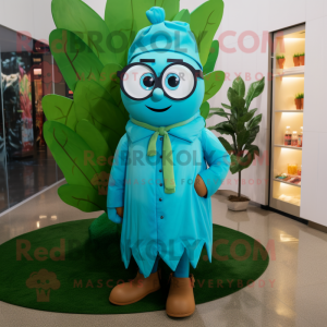 Teal Beanstalk maskot...