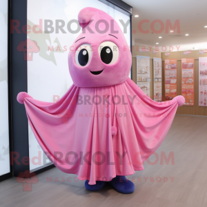 Pink Ray mascot costume character dressed with a Empire Waist Dress and Scarves