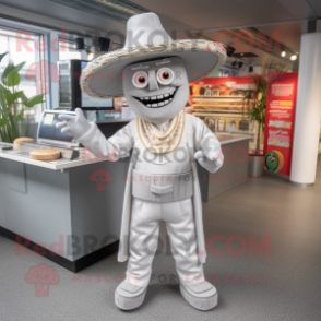 Silver Fajitas mascot costume character dressed with a Trousers and Hats