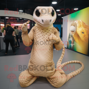 Beige Python maskot drakt...