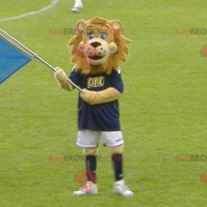 Mascote leão marrom em roupas esportivas - Redbrokoly.com