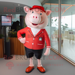 Red Pig maskot kostume...