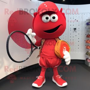 Rød tennisracket maskot...