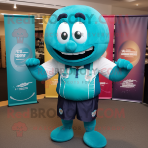 Teal Rugby Ball mascotte...