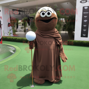 Brun golfbold maskot...