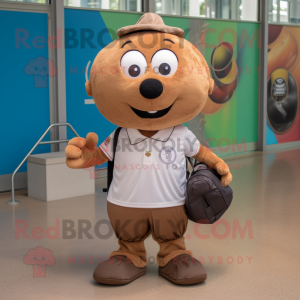Brun fodbold maskot kostume...