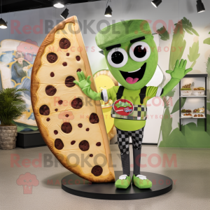 Olive Pizza Slice mascot costume character dressed with a Bikini and Belts