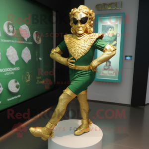 Gold Irish Dancing Shoes mascot costume character dressed with a Rash Guard and Bracelet watches