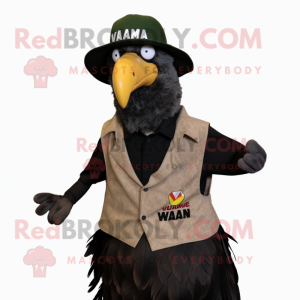 nan Vulture mascot costume character dressed with a Tank Top and Hat pins