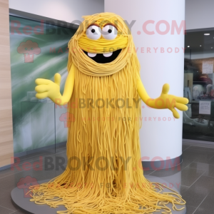 Gul Spaghetti maskot kostym...