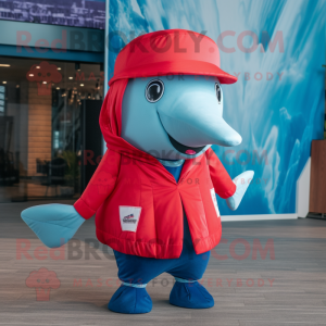 Red Blue Whale maskot...