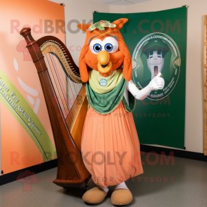 Peach Celtic Harp mascot costume character dressed with a Graphic Tee and Belts