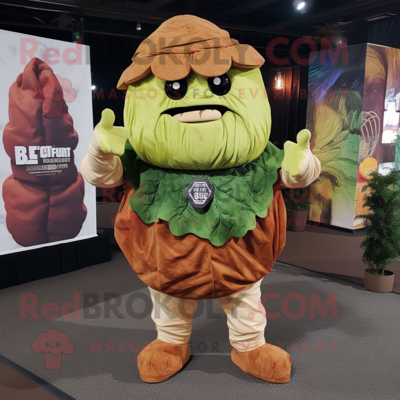 Rust Cabbage mascot costume character dressed with a Chinos and Mittens