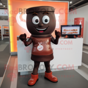 Rust Chocolates mascot costume character dressed with a Yoga Pants and Beanies